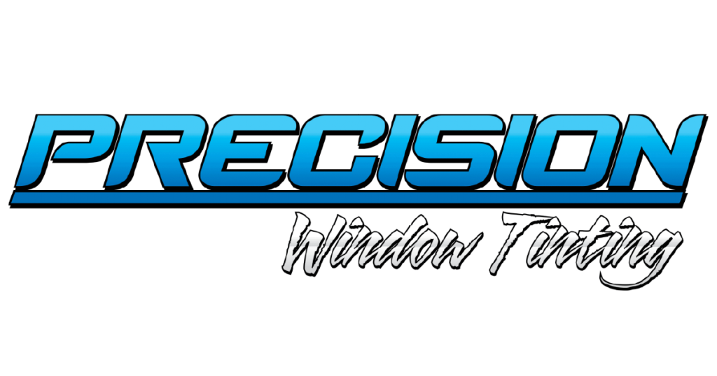 Bold blue text logo precision window tint Las Vegas logo