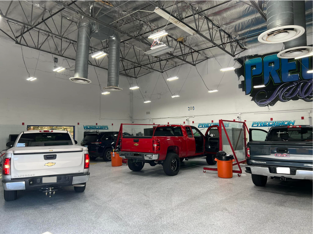 vehicle getting professionally window tinted in las vegas shop